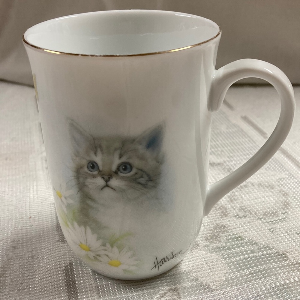 Otagiri Vintage Cute Porcelain Kitten Cup Mug By Bob Harrison Made in Japan